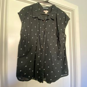 Merona buttons down black and white short sleeve